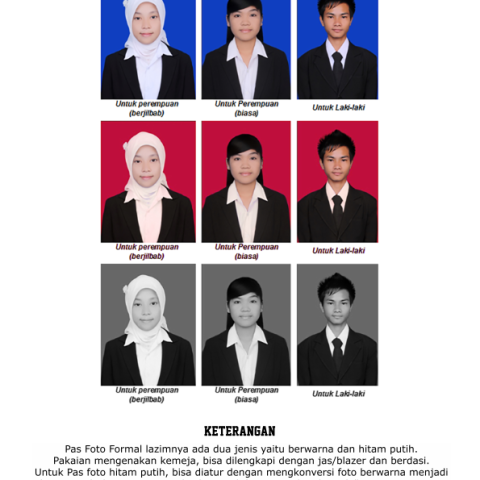 PANDUAN DAN CONTOH PAS FOTO FORMAL
