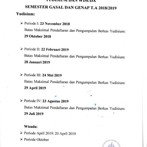 PENGUMUMAN YUDISIUM DAN WISUDA T.A 2018/2019