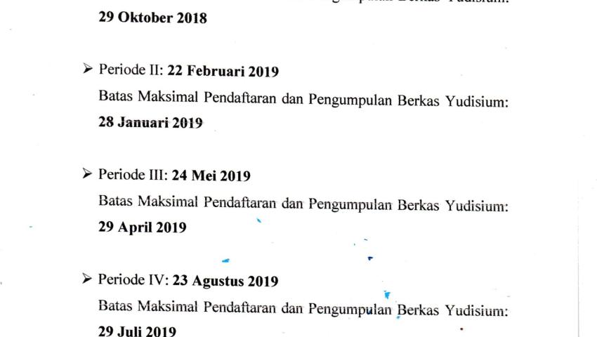 PENGUMUMAN YUDISIUM DAN WISUDA T.A 2018/2019