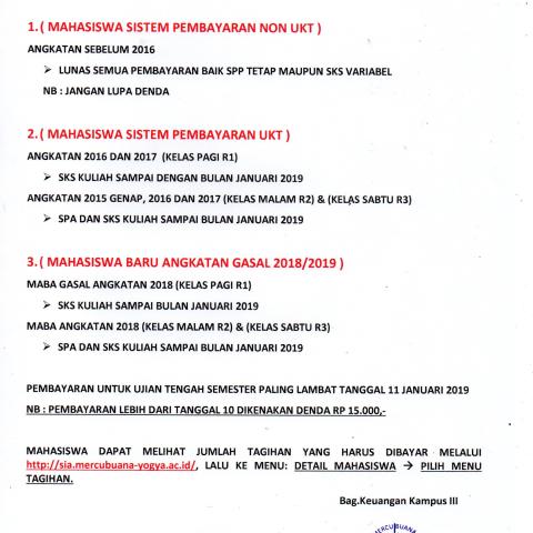 Persyaratan UAS Gasal 2018-2019