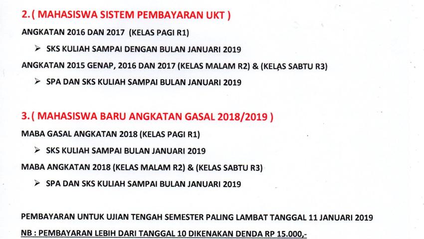 Persyaratan UAS Gasal 2018-2019
